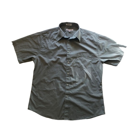 Protocol Men’s Button Up Short Sleeve Shirt Gray Blue 16 1/2 34-35 - Picture 1 of 8